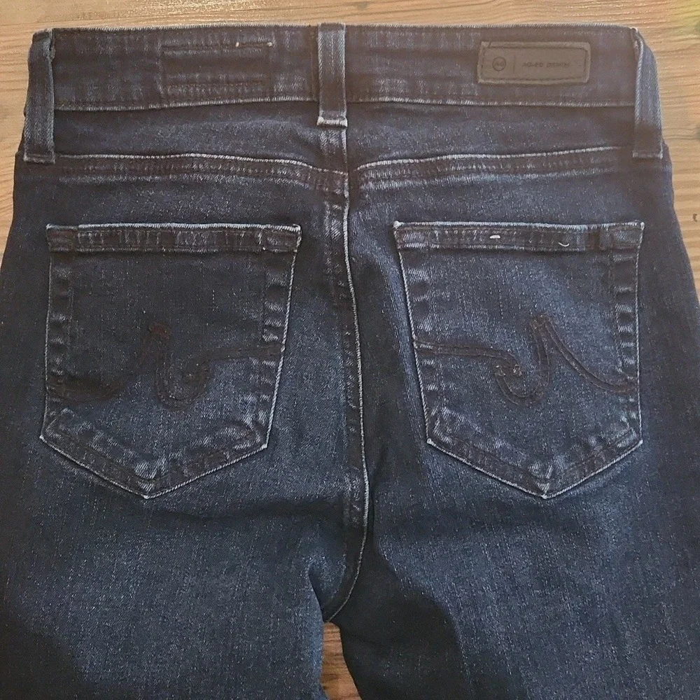 AG Jeans Anthropologie Mari Mid Rise Cigarette Stretch‎ Straight Raw Hem Size 24